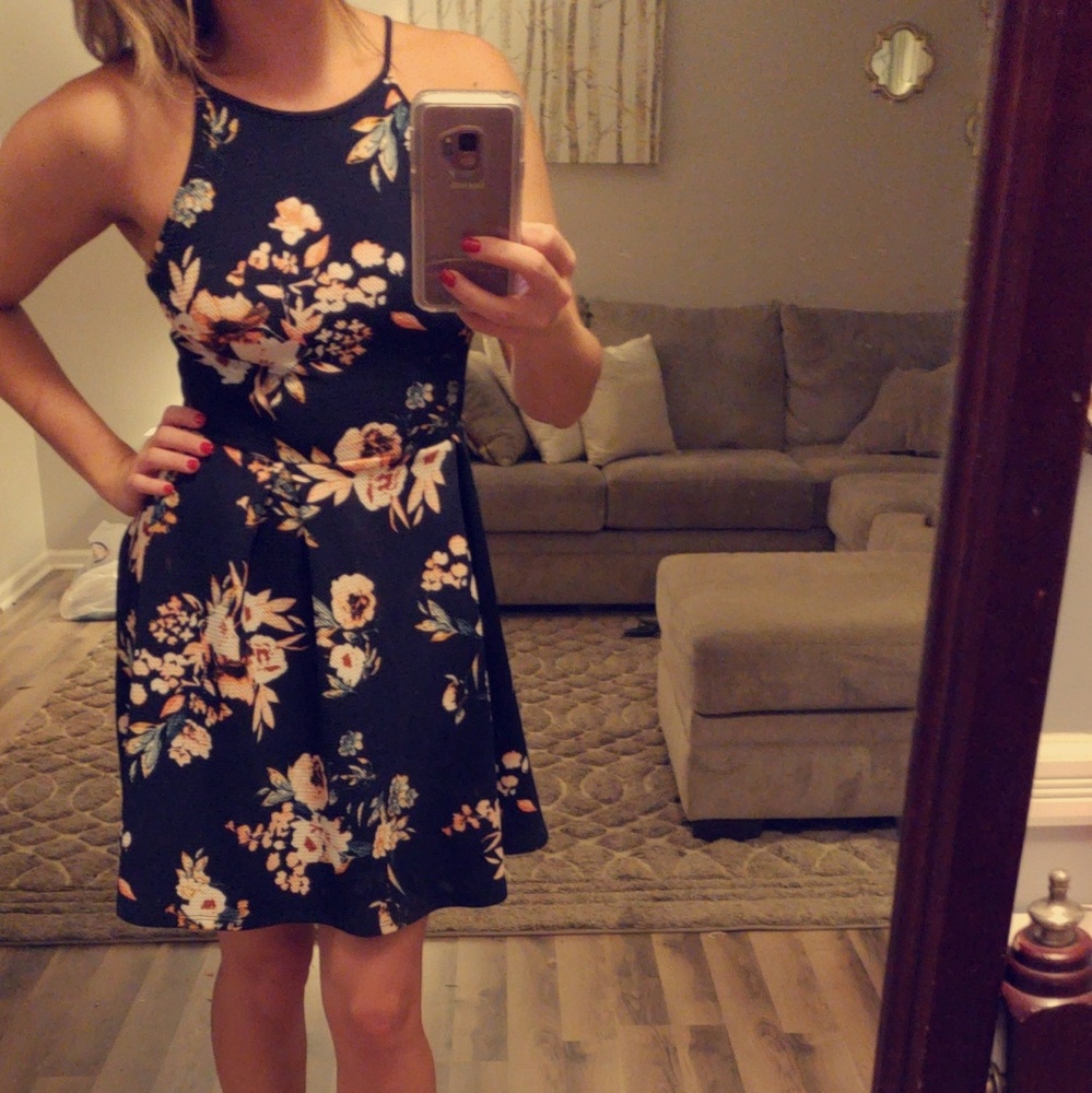 Navy and floral summer dress